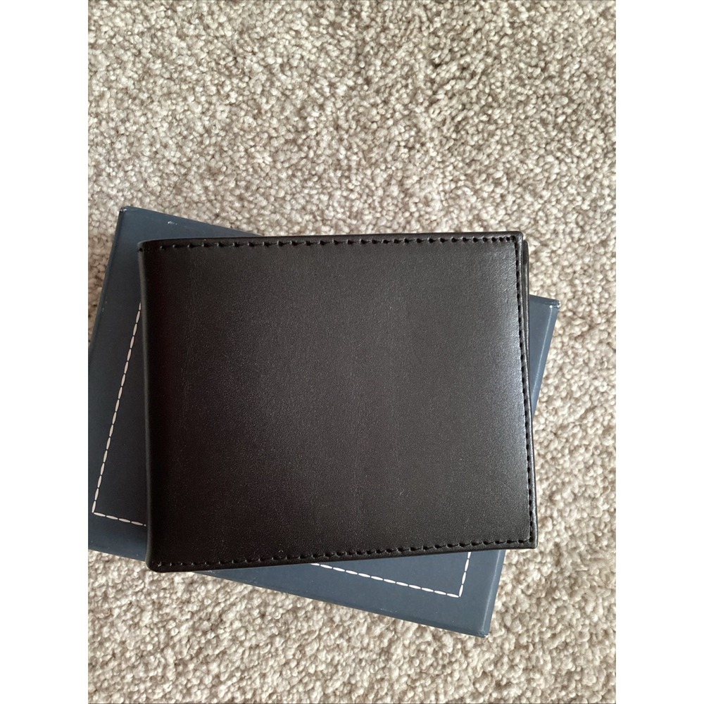Wallet MENS LANDS END Black 100% Cow Leather NIB